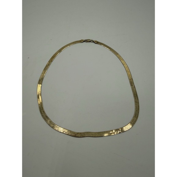 Silver Bait Jewelry - Vintage Italy 925 Sterling Silver Flat Herringbone Chain Necklace 16" Long 13g